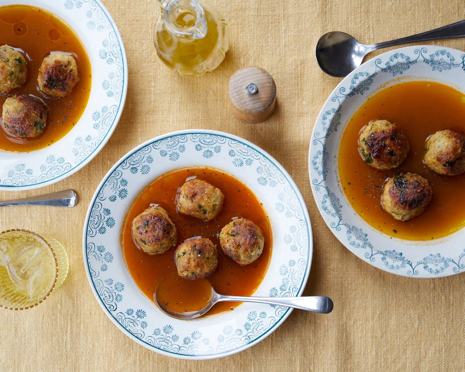 Parsnip, Apple and Chickpea Albóndigas in Saffron-tomato Broth