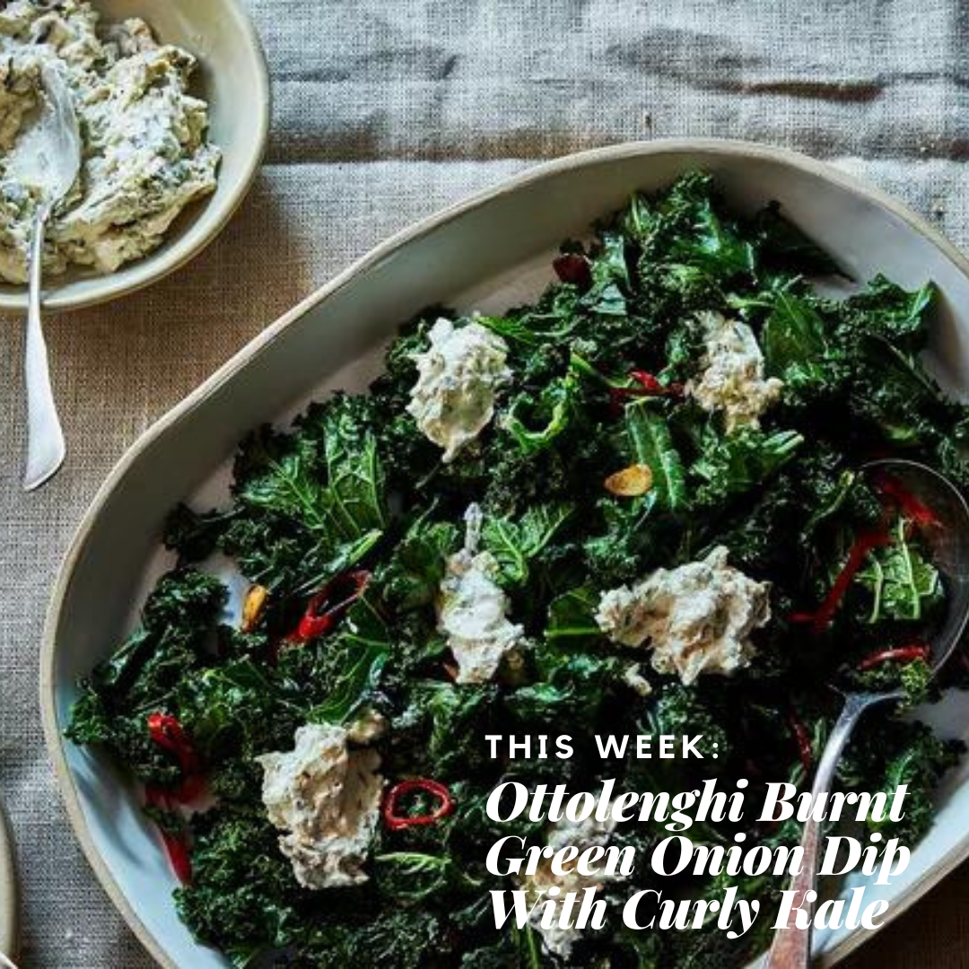 Ottolenghi Burnt Green Onion Dip With Curly Kale
