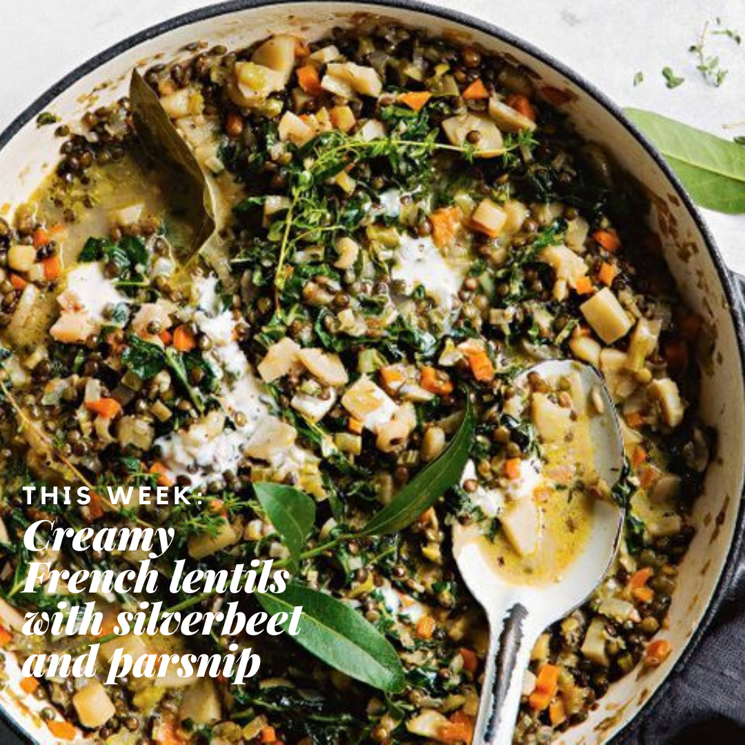Creamy French Lentils with Silverbeet and Parsnip