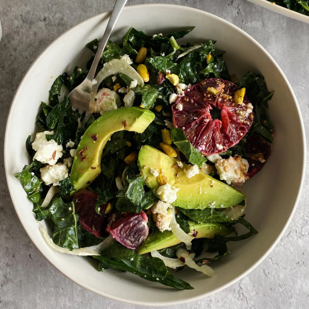 Blood Orange Kale Salad with Fennel and Avocado