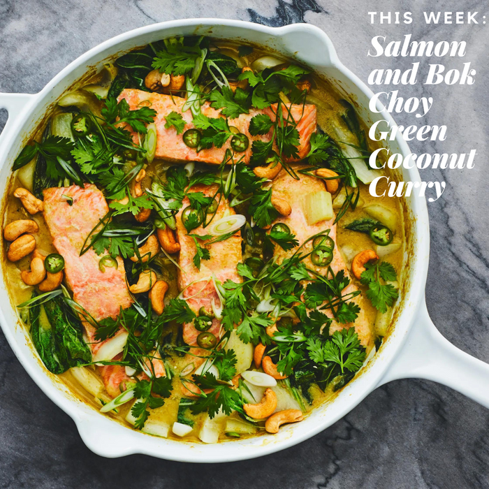 Salmon and Bok Choy Green Coconut Curry