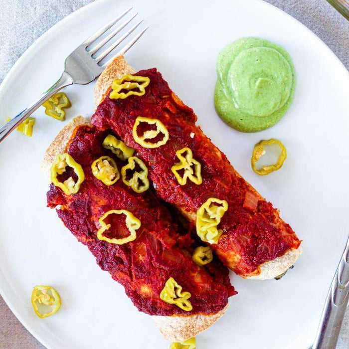 Creamy Eggplant Lentil Enchiladas (vegan!)