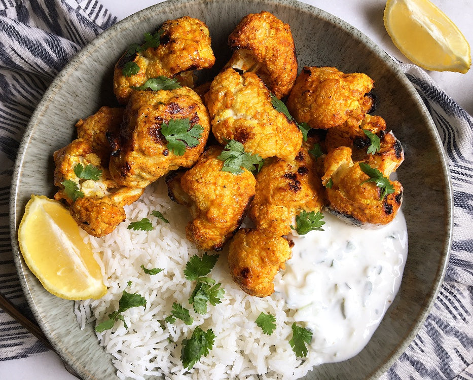 Spiced Cauliflower with Cool Cucumber Sauce