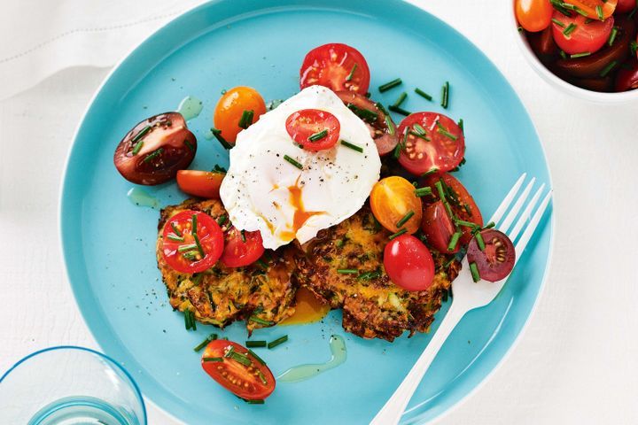 Zucchini and Pumpkin Fritters with Poached Eggs