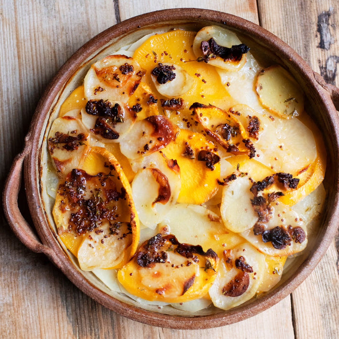 Baked Swede and Potatoes