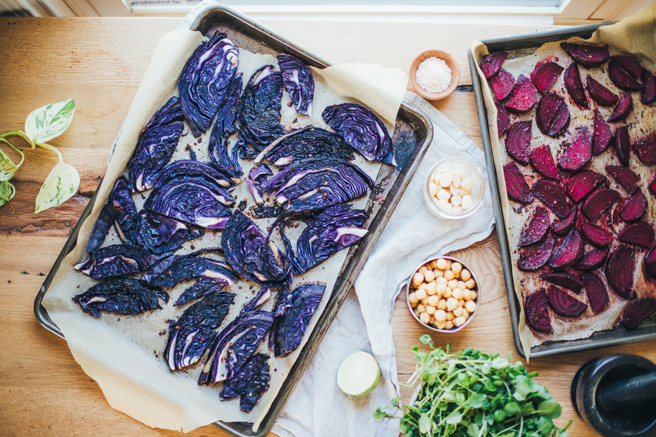 Warm Red Cabbage And Beet Salad With Chickpeas, Tamari And Lime