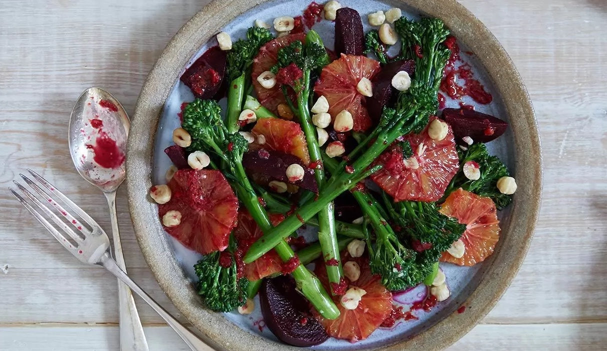 Blood Orange, Beetroot, Broccolini & Hazelnut with Chilli Vinaigrette