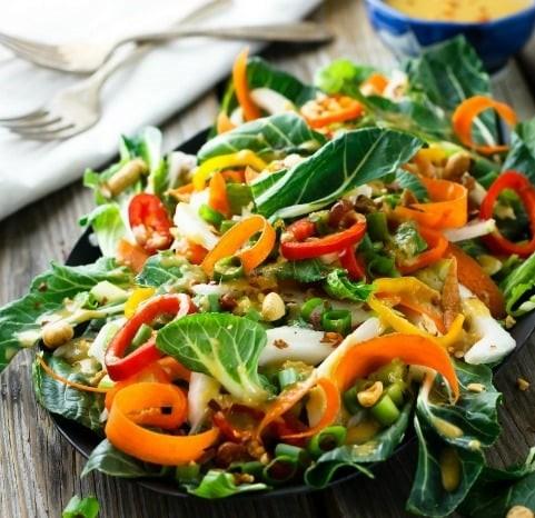 EASY, FRESH BOK CHOY SALAD RECIPE WITH ASIAN GINGER SALAD DRESSING