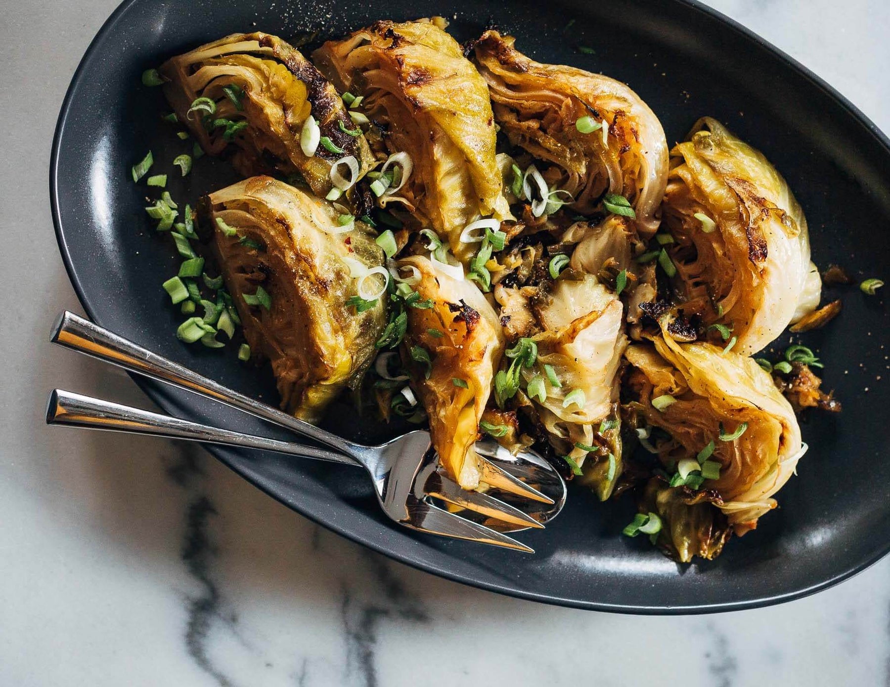 Braised Cabbage with Spring Onions