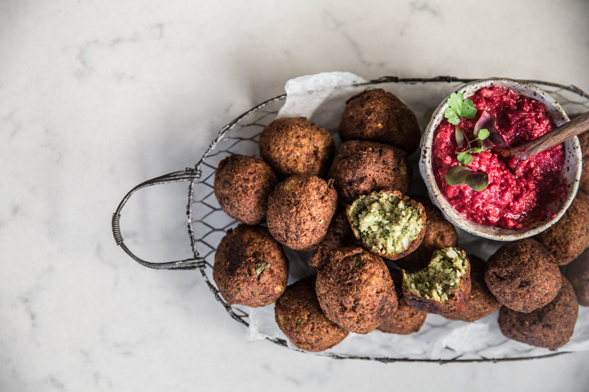 Spicy Cauliflower Falafel With Beetroot Dip