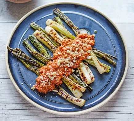 Charred Spring Onions & Romesco — Food Garden