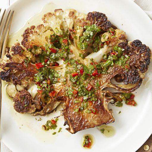 Cauliflower "Steaks" With Chimichurri Sauce