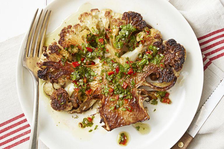 Cauliflower "Steaks" With Chimichurri Sauce