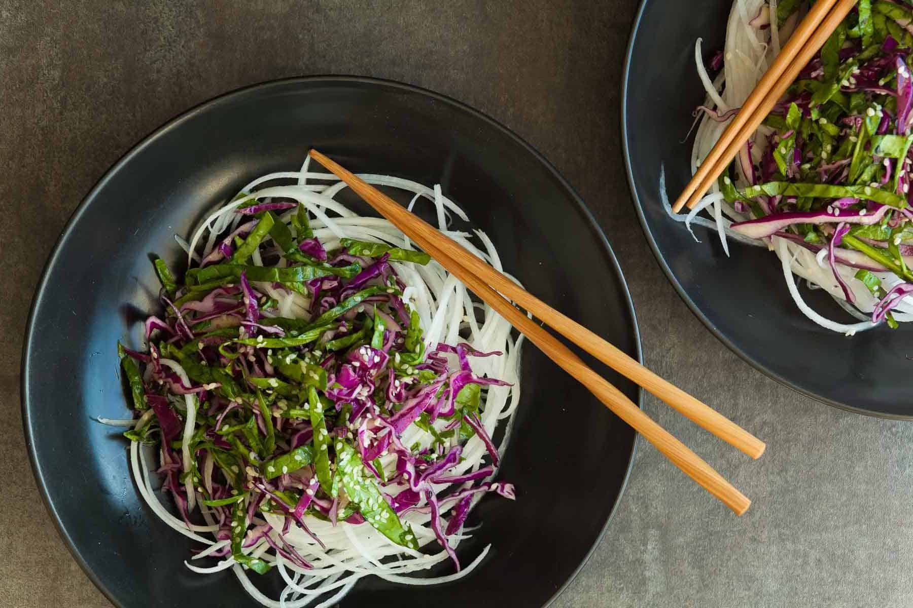 Daikon Radish Salad with Red Cabbage