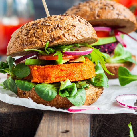 Pumpkin, Capsicum & Haloumi Burgers