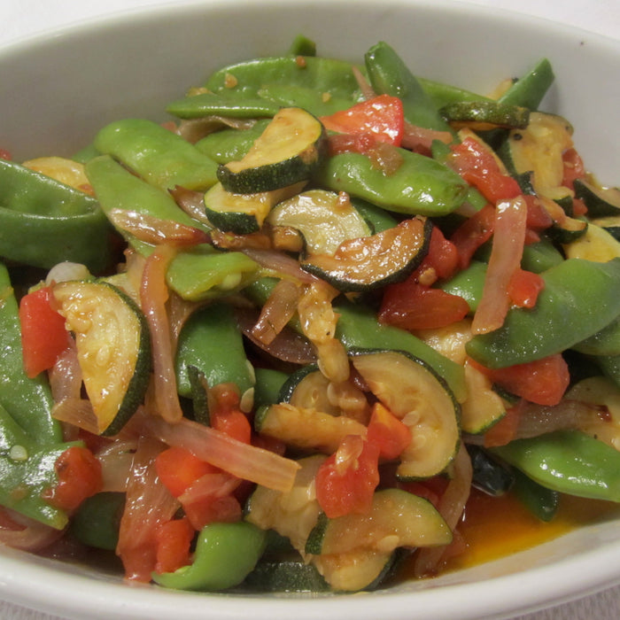 Italian Flat Beans with Zucchini & Tomatoes