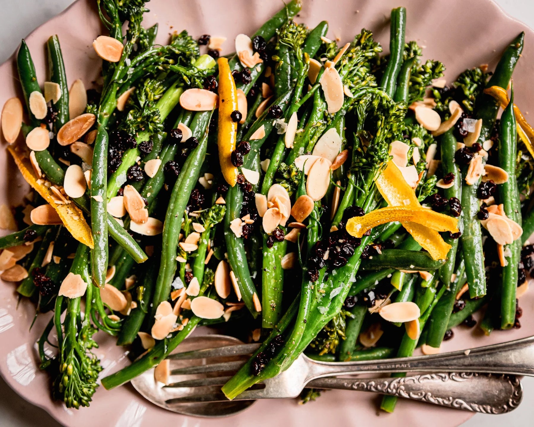 Lemony Sautéed Broccolini & Green Beans with Almonds