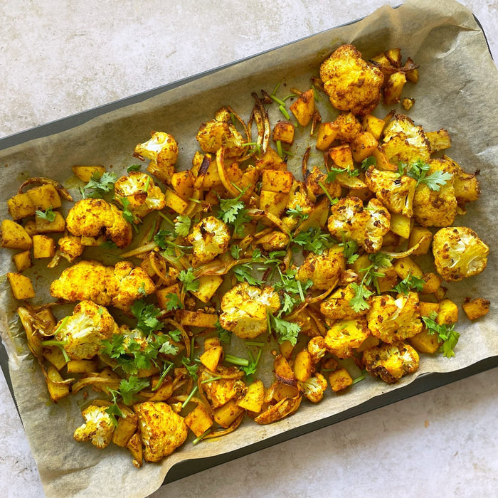 Oven roasted Aloo Gobi (Potato & Cauliflower)