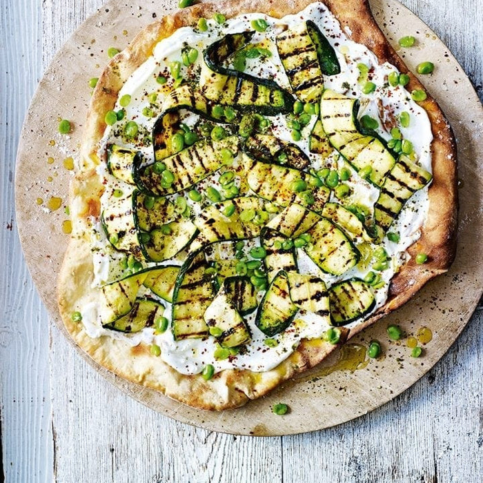 Pizza with Broad Beans and Zucchini