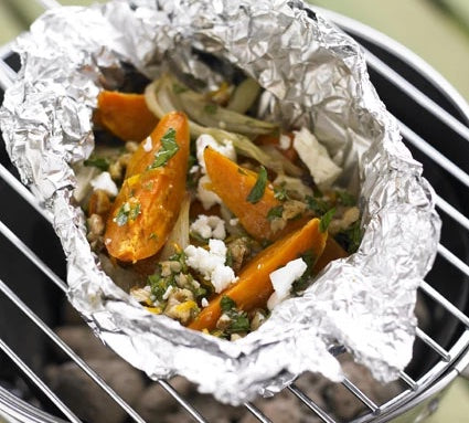 Hot Dressed Sweet Potato, Fennel & Feta Parcels