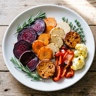 Roasted Root Vegetable Medley with Fresh Garden Salad
