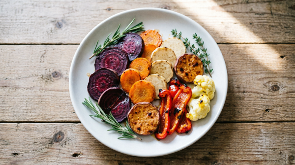 Roasted Root Vegetable Medley with Fresh Garden Salad
