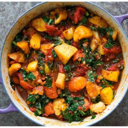 Roasted Root Vegetables With Tomatoes and Kale