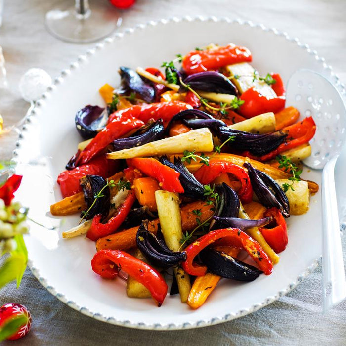 Garlic Butter Roast Carrots, Parsnips and Capsicums