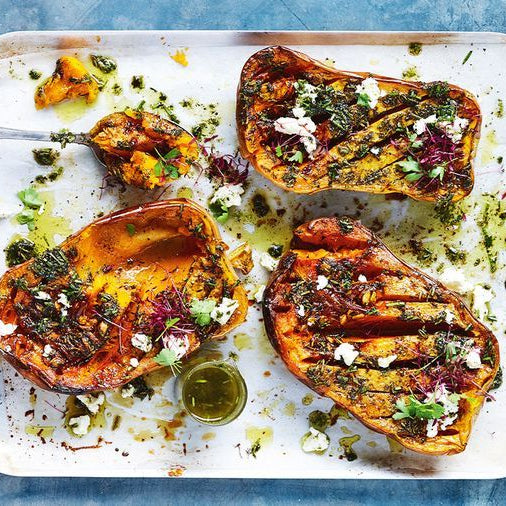 Roasted Butternut Pumpkin with Herb Oil and Goat's Cheese