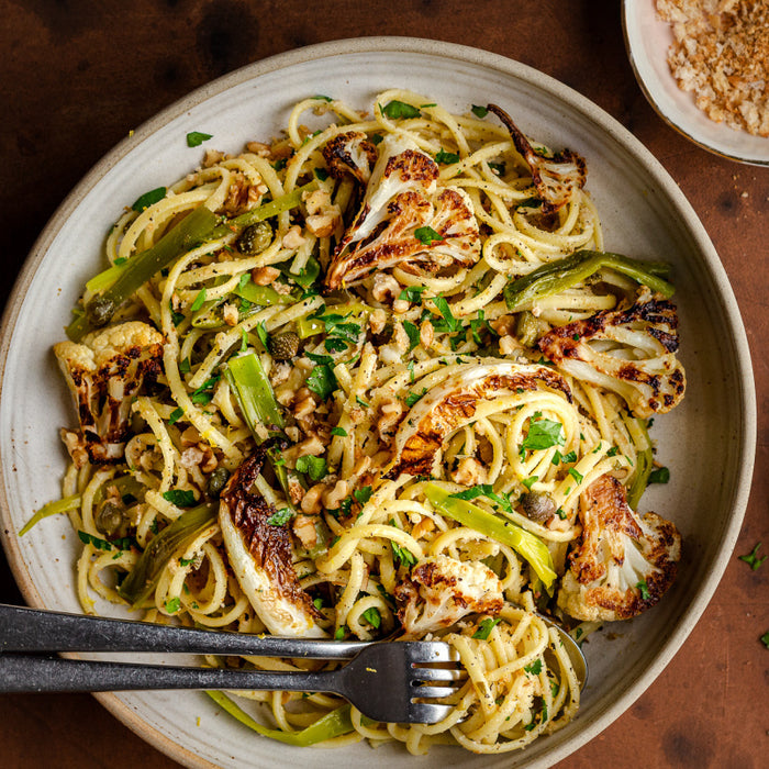 Roasted Leek and Cauliflower Pasta