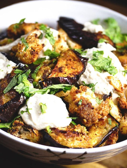 Roasted cauliflower and eggplant salad