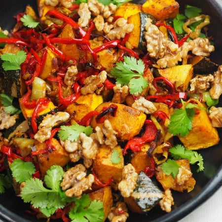Spiced Pumpkin, Capsicum & Walnut Salad