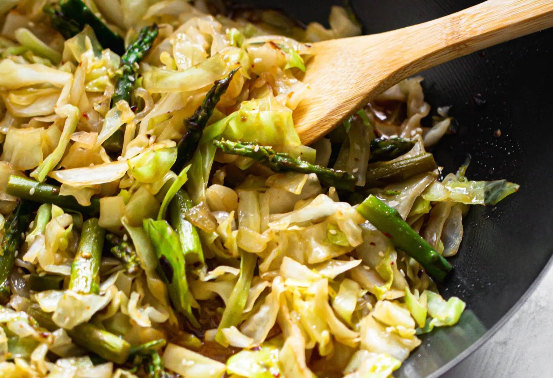 Stir Fried Cabbage and Asparagus