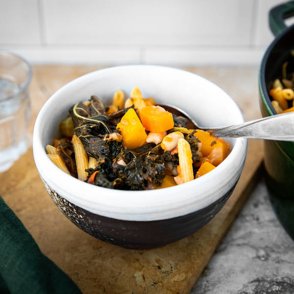 Winter minestrone with kale and pumpkin