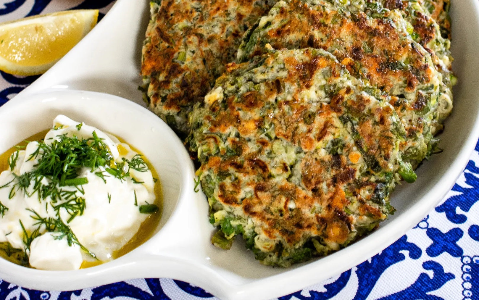 Zucchini and Asparagus Fritters with Feta