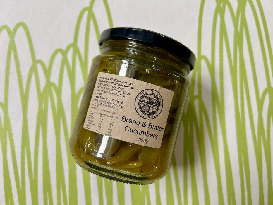 Bread & Butter Cucumbers, Forest Hill Farm (500g)