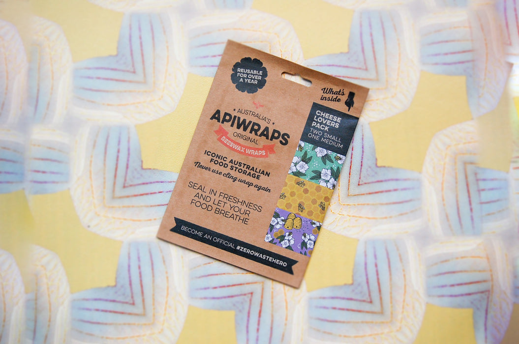 Beeswax Wraps Reusable Cheese Lovers Pack, Apiwraps (2 small & 1 medium)