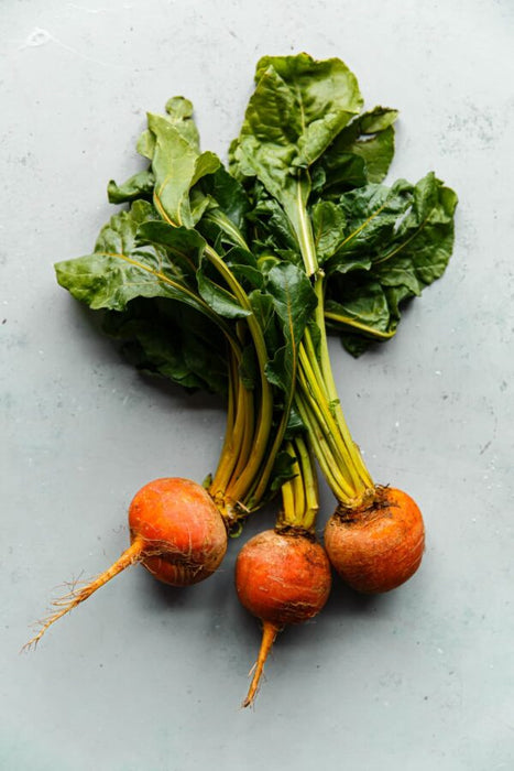 Beetroot, Gold bunch of 3 with leaves